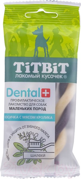 Изображение товара Лакомство для собак TiTBiT Dental+ Косичка с мясом кролика / 14073