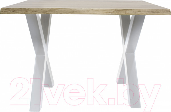 Изображение товара Обеденный стол Buro7 Икс с обзолом 110x80x76 (дуб беленый/белый)