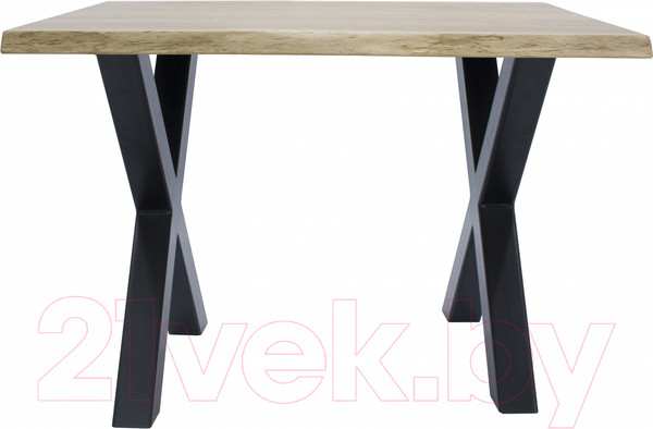 Изображение товара Обеденный стол Buro7 Икс с обзолом 110x80x76 (дуб беленый/черный)