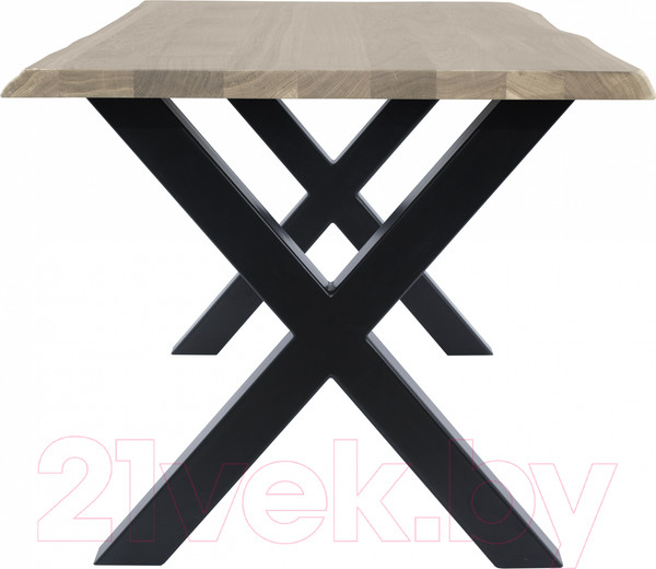 Изображение товара Обеденный стол Buro7 Икс с обзолом 110x80x76 (дуб беленый/черный)