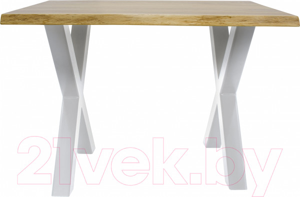 Изображение товара Обеденный стол Buro7 Икс с обзолом 110x80x76 (дуб натуральный/белый)
