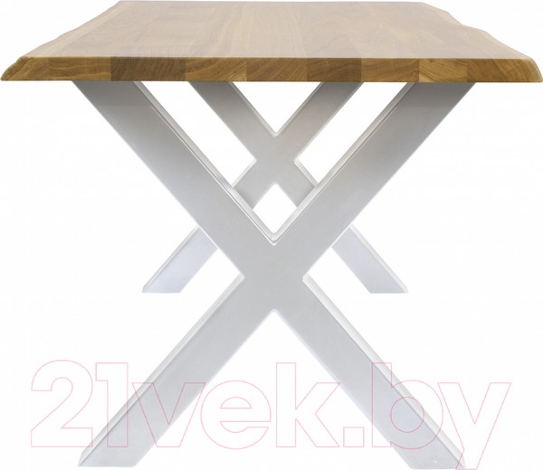 Изображение товара Обеденный стол Buro7 Икс с обзолом 110x80x76 (дуб натуральный/белый)
