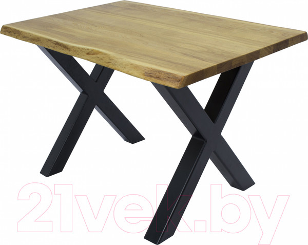 Изображение товара Обеденный стол Buro7 Икс с обзолом 110x80x76 (дуб натуральный/черный)