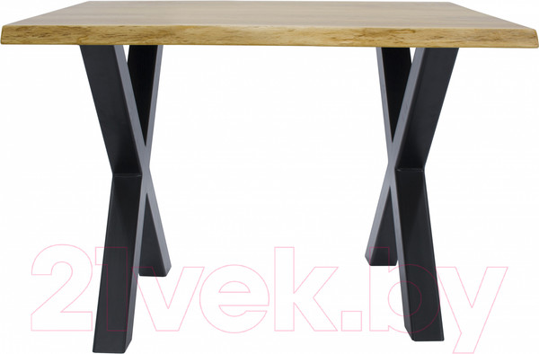 Изображение товара Обеденный стол Buro7 Икс с обзолом 110x80x76 (дуб натуральный/черный)