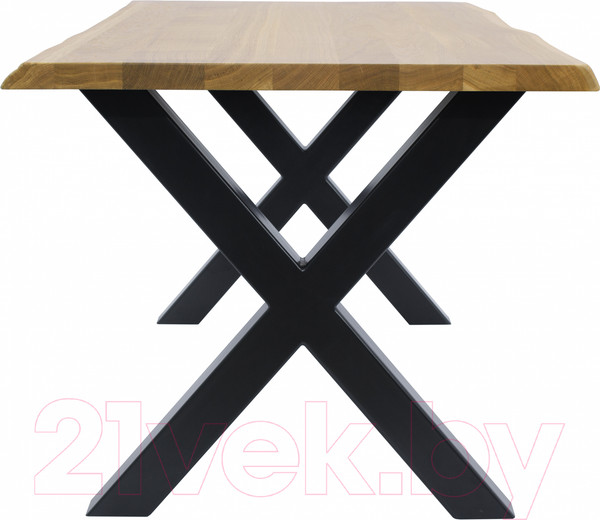 Изображение товара Обеденный стол Buro7 Икс с обзолом 110x80x76 (дуб натуральный/черный)