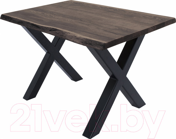Изображение товара Обеденный стол Buro7 Икс с обзолом 110x80x76 (дуб мореный/черный)