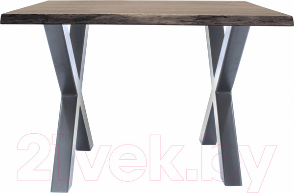 Изображение товара Обеденный стол Buro7 Икс с обзолом 110x80x76 (дуб мореный/серебристый)