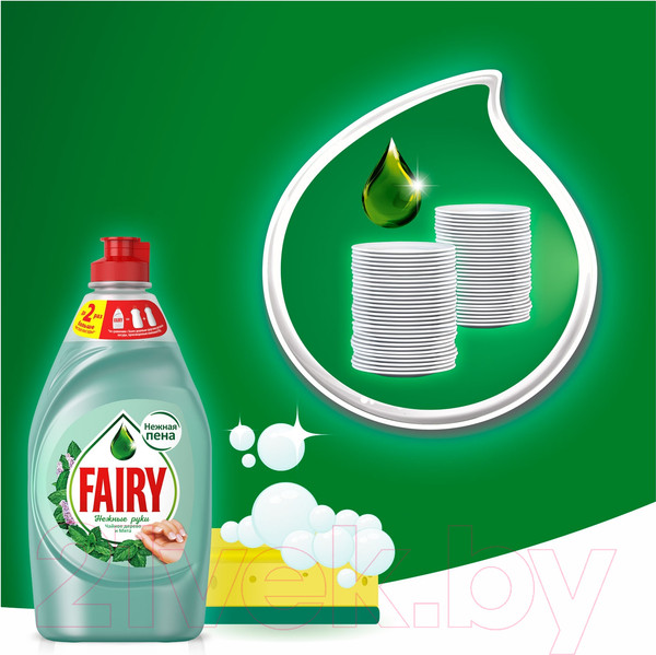 Изображение товара Средство для мытья посуды Fairy Нежные руки. Чайное дерево и мята (650мл)