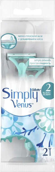 Изображение товара Набор бритвенных станков Gillette Simply Venus 2 одноразовые для женщин (2шт)