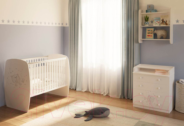 Изображение товара Комод пеленальный Polini Kids French 1580 Teddy (белый)