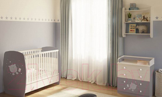Изображение товара Комод пеленальный Polini Kids French 1580 Teddy (белый/серый)