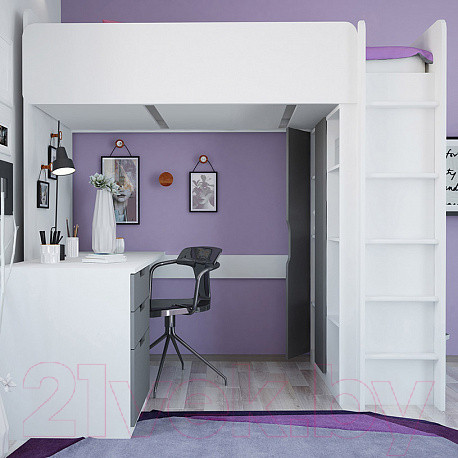 Изображение товара Двери шкафа для кровати-чердака Polini Kids Simple (серый)