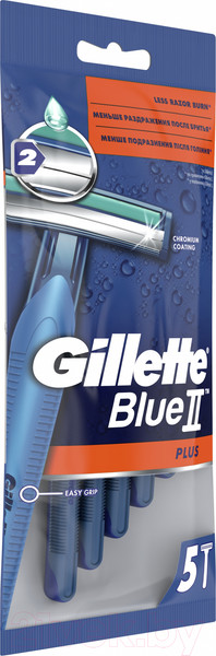 Изображение товара Набор бритвенных станков Gillette Blue II Plus одноразовые (5шт)