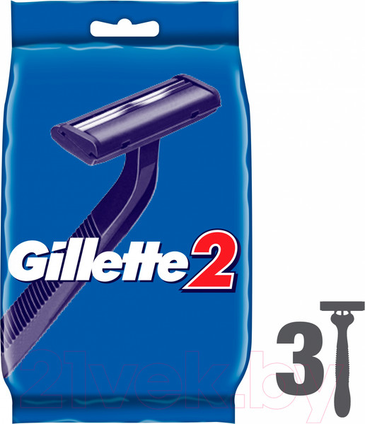 Изображение товара Набор бритвенных станков Gillette 2 одноразовые (3шт)