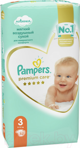 Изображение товара Подгузники детские Pampers Premium Care 3 Midi (52шт)