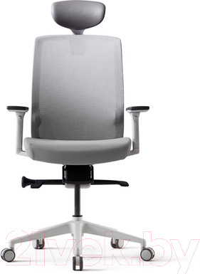 Изображение товара Кресло офисное Bestuhl J1 White Pl с подголовником и подлокотником (серая сетка/серая ткань)