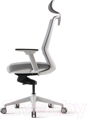 Изображение товара Кресло офисное Bestuhl J1 White Pl с подголовником и подлокотником (серая сетка/серая ткань)