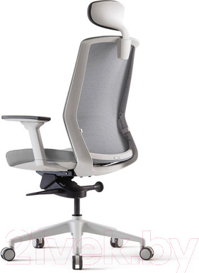 Изображение товара Кресло офисное Bestuhl J1 White Pl с подголовником и подлокотником (серая сетка/серая ткань)