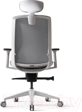 Изображение товара Кресло офисное Bestuhl J1 White Pl с подголовником и подлокотником (серая сетка/серая ткань)