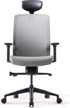 Изображение товара Кресло офисное Bestuhl J1 Black Pl с подголовником и подлокотником (серая сетка/серая ткань)