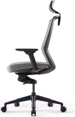 Изображение товара Кресло офисное Bestuhl J1 Black Pl с подголовником и подлокотником (серая сетка/серая ткань)