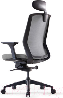Изображение товара Кресло офисное Bestuhl J1 Black Pl с подголовником и подлокотником (серая сетка/серая ткань)