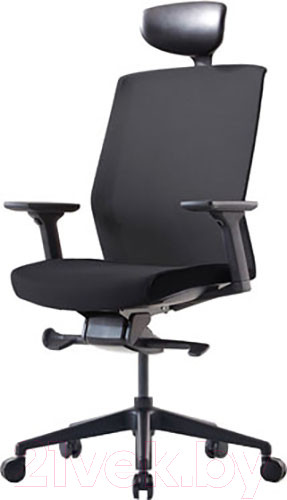 Изображение товара Кресло офисное Bestuhl J1 Black Pl с подголовником и подлокотником (черная сетка/черная ткань)