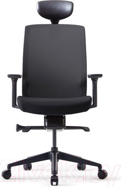 Изображение товара Кресло офисное Bestuhl J1 Black Pl с подголовником и подлокотником (черная сетка/черная ткань)
