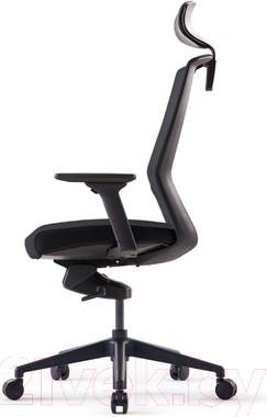 Изображение товара Кресло офисное Bestuhl J1 Black Pl с подголовником и подлокотником (черная сетка/черная ткань)