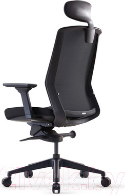 Изображение товара Кресло офисное Bestuhl J1 Black Pl с подголовником и подлокотником (черная сетка/черная ткань)