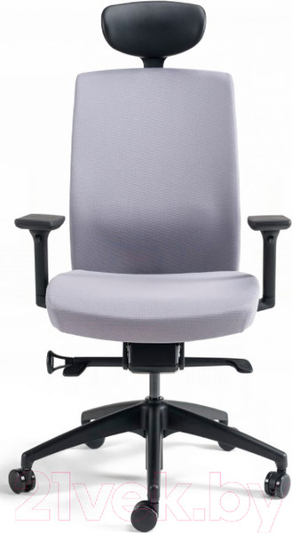 Изображение товара Кресло офисное Bestuhl J2 Black Pl с подголовником и подлокотником (серая ткань)