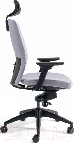 Изображение товара Кресло офисное Bestuhl J2 Black Pl с подголовником и подлокотником (серая ткань)