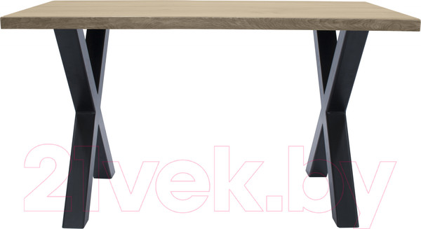 Изображение товара Обеденный стол Buro7 Икс Классика 150x80x76 (дуб беленый/черный)