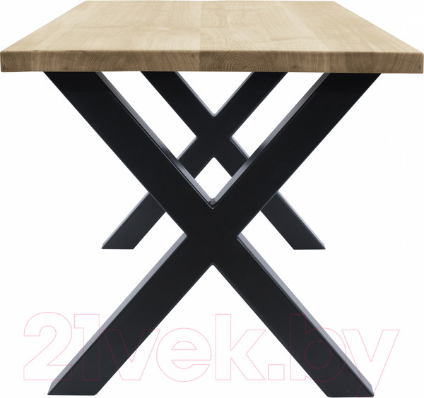Изображение товара Обеденный стол Buro7 Икс Классика 150x80x76 (дуб беленый/черный)