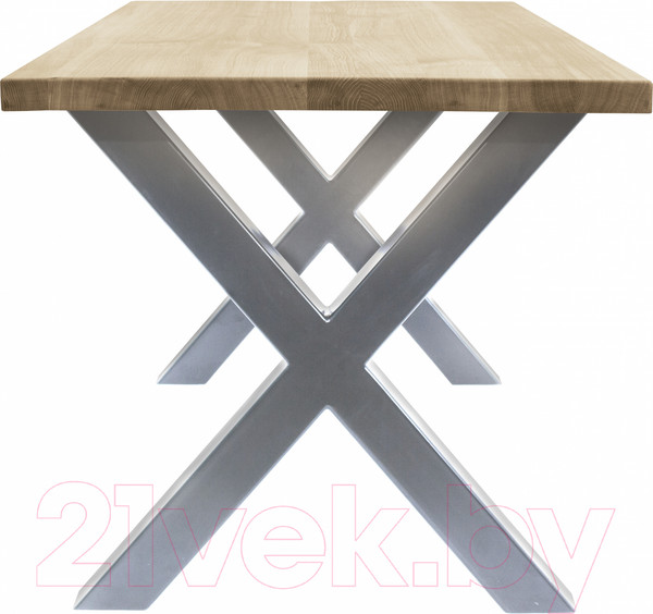 Изображение товара Обеденный стол Buro7 Икс Классика 150x80x76 (дуб беленый/серебристый)