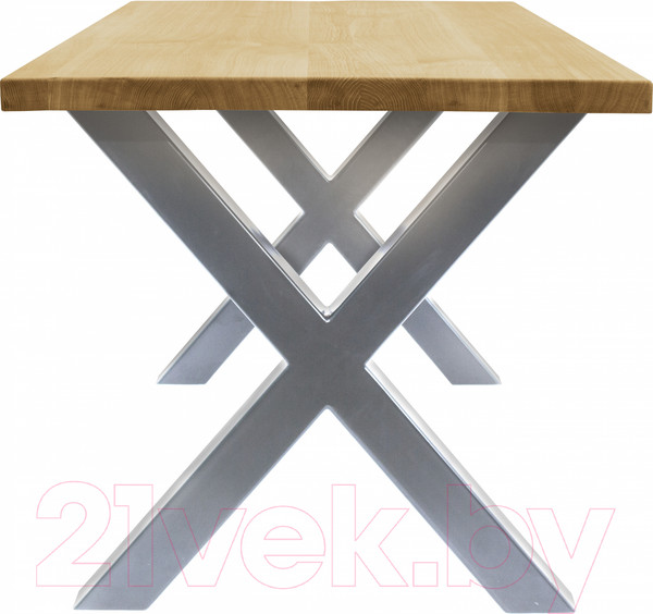 Изображение товара Обеденный стол Buro7 Икс Классика 150x80x76 (дуб натуральный/серебристый)