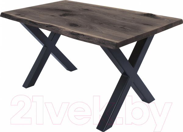 Изображение товара Обеденный стол Buro7 Икс с обзолом и сучками 150x80x76 (дуб мореный/черный)