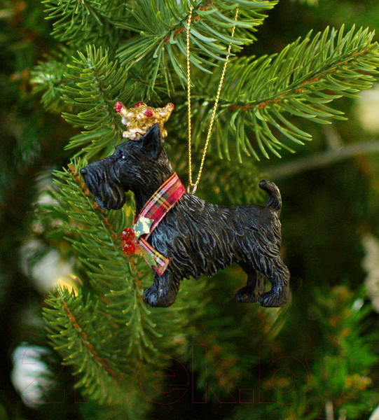 Изображение товара Елочная игрушка Gisela Graham Limited Glory Скотч-терьер в короне / 12765