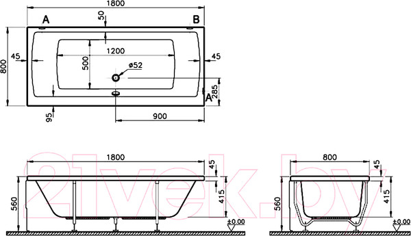 Изображение товара Ванна акриловая VitrA Neon 180x80 / 52540001000
