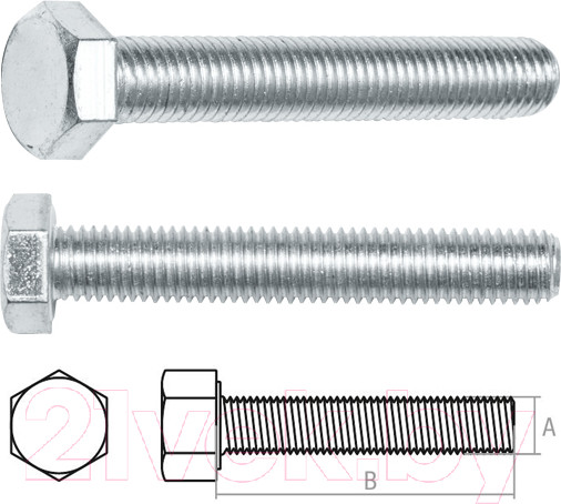 Изображение товара Болт Starfix Шестигранный М12х45мм DIN 933 прочность 5.8 / SM-19498-20 (20кг, оцинкованный)