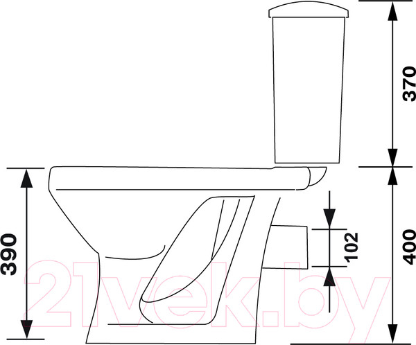 Изображение товара Унитаз напольный Оскольская керамика Суперкомпакт А (белый, горизонтальный выпуск)