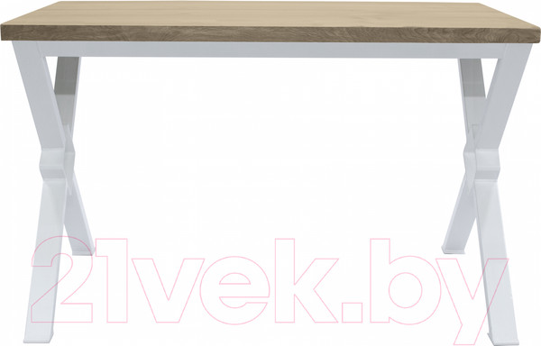 Изображение товара Обеденный стол Buro7 Икс-ромб Классика 150x80x76 (дуб беленый/белый)