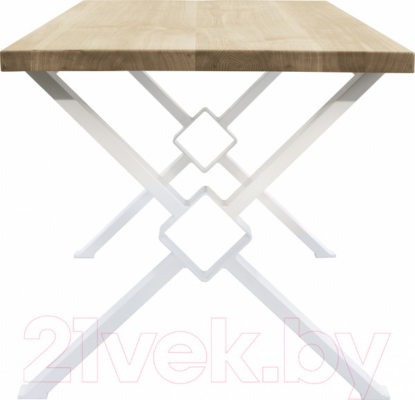 Изображение товара Обеденный стол Buro7 Икс-ромб Классика 150x80x76 (дуб беленый/белый)