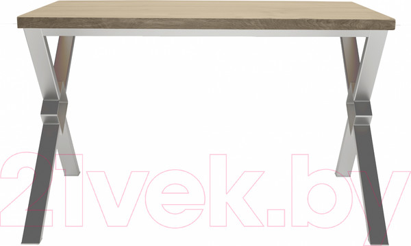 Изображение товара Обеденный стол Buro7 Икс-ромб Классика 150x80x76 (дуб беленый/серебристый)