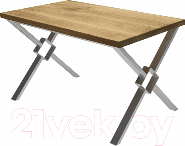 Изображение товара Обеденный стол Buro7 Икс-ромб Классика 150x80x76 (дуб натуральный/серебристый)