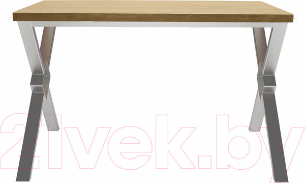 Изображение товара Обеденный стол Buro7 Икс-ромб Классика 150x80x76 (дуб натуральный/серебристый)