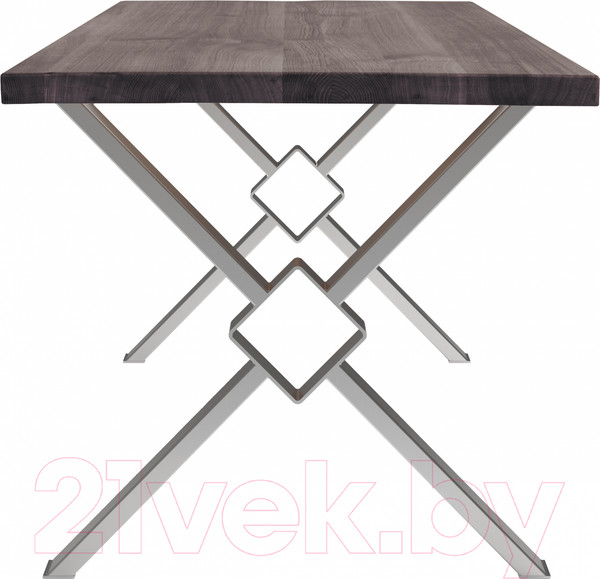 Изображение товара Обеденный стол Buro7 Икс-ромб Классика 150x80x76 (дуб мореный/серебристый)
