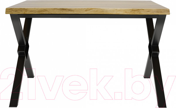 Изображение товара Обеденный стол Buro7 Икс-ромб с обзолом 150x80x76 (дуб натуральный/черный)