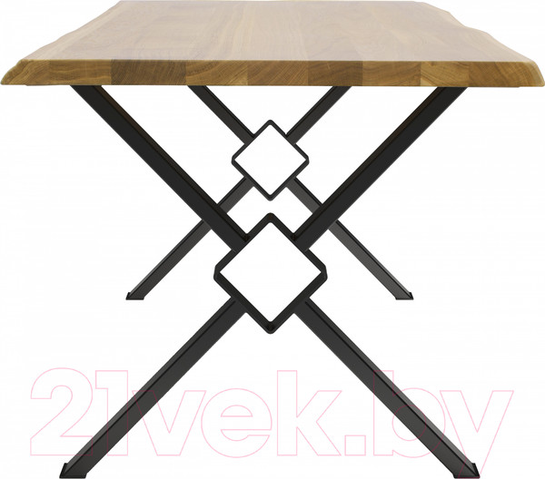 Изображение товара Обеденный стол Buro7 Икс-ромб с обзолом 150x80x76 (дуб натуральный/черный)