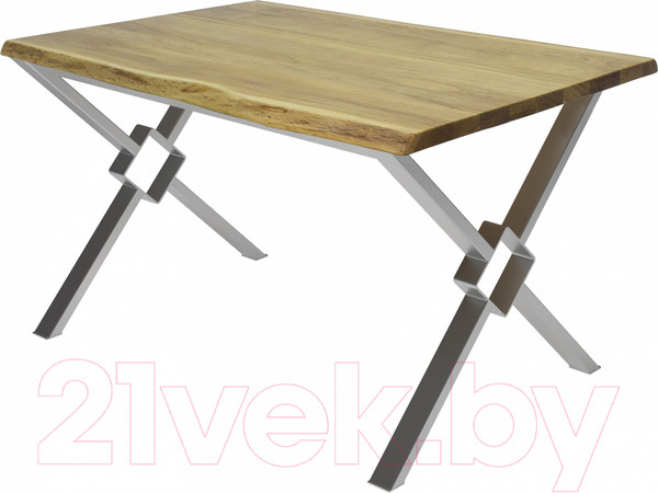 Изображение товара Обеденный стол Buro7 Икс-ромб с обзолом 150x80x76 (дуб натуральный/серебристый)